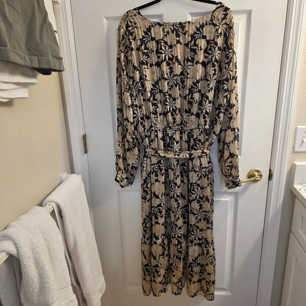 Lane Bryant Lurex Cuff-Sleeve Tiered Midi‎ Dress Size 20 NWT Fairy Goth Glitter
